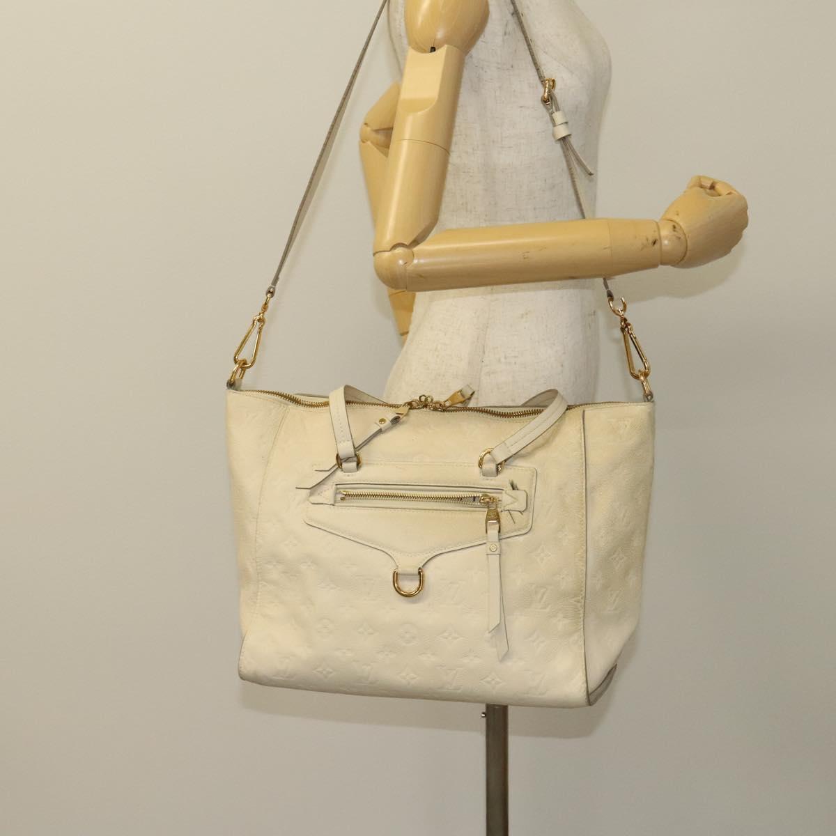 LOUIS VUITTON Monogram Empreinte Lumineuse PM Bag 2way White M93411 Auth 130404