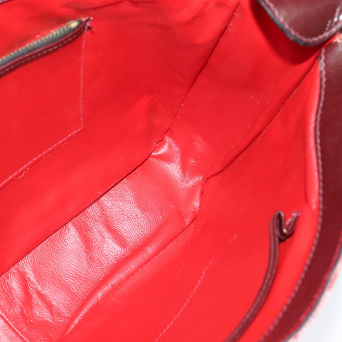CELINE C Sulky Shoulder Bag Canvas Leather Red Gold Auth 130407