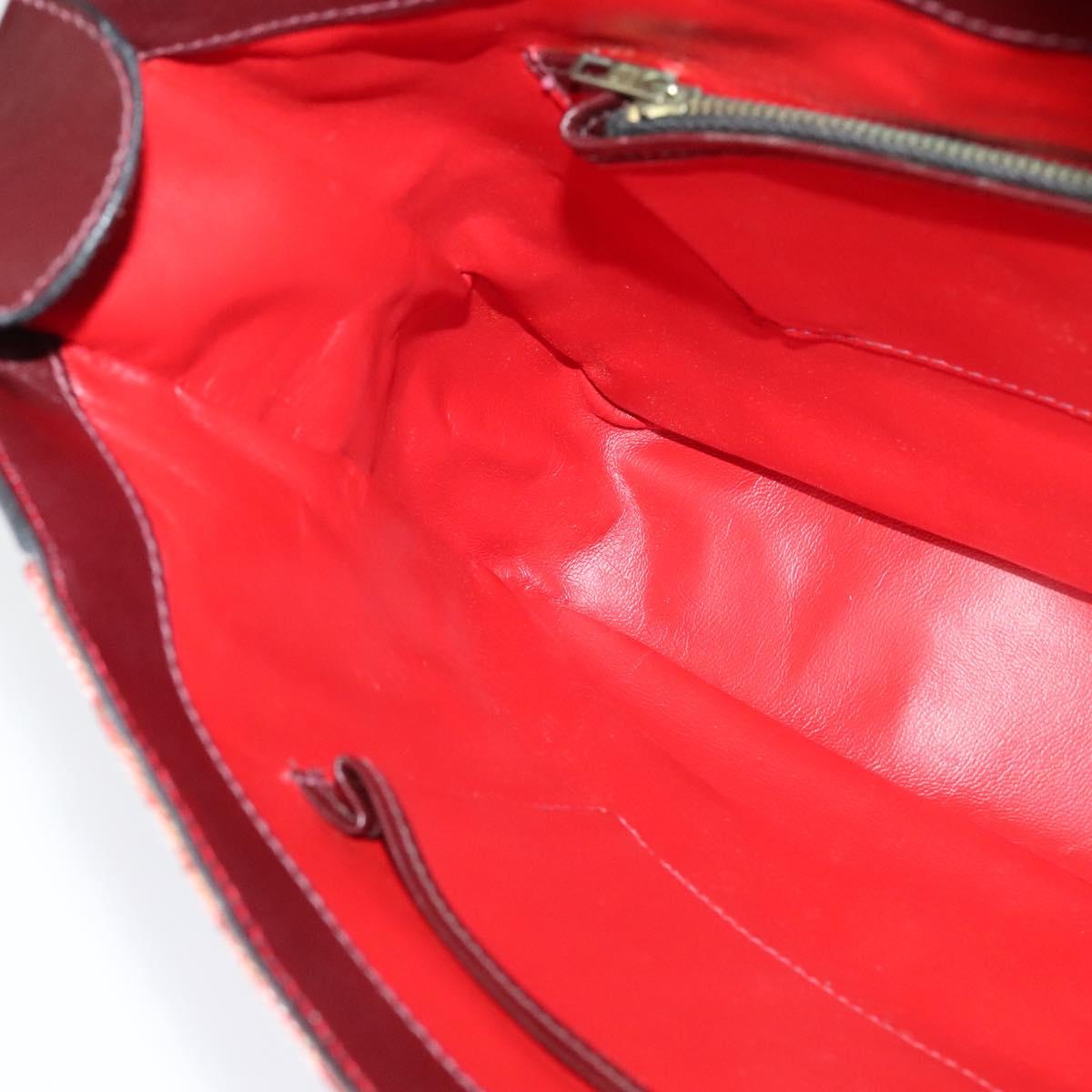 CELINE C Sulky Shoulder Bag Canvas Leather Red Gold Auth 130407