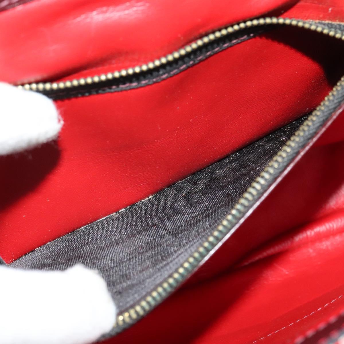 CELINE C Sulky Shoulder Bag Canvas Leather Red Gold Auth 130407