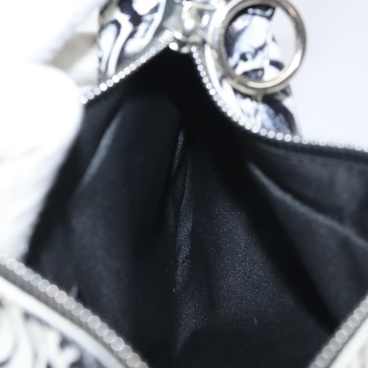 FENDI Shoulder Bag Leather Black White Silver Auth 130408V