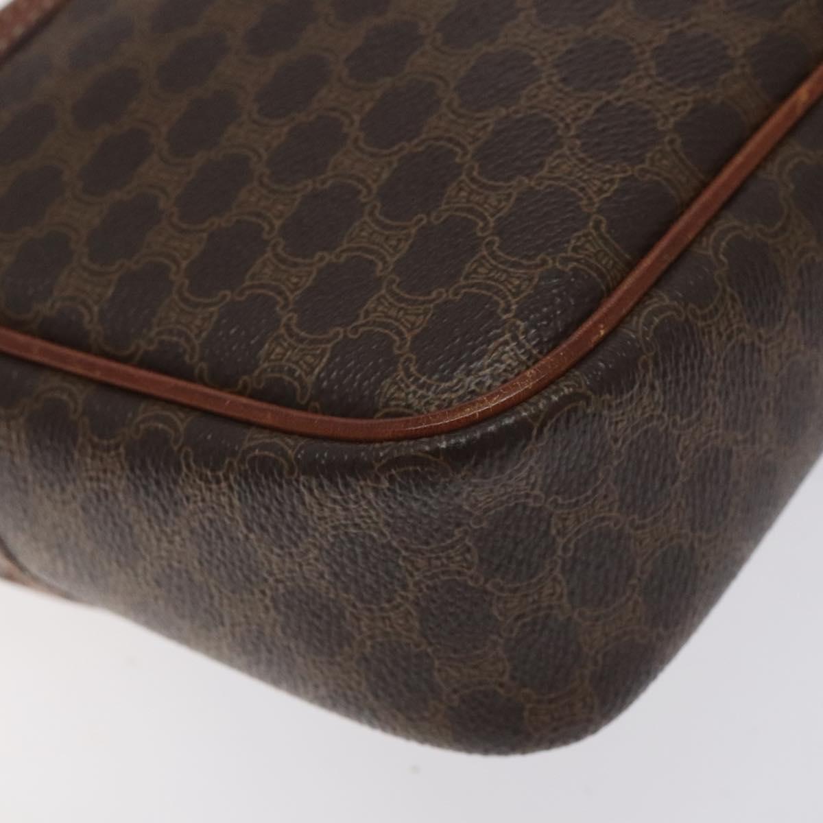 CELINE Macadam Canvas Shoulder Bag PVC Leather Brown Gold Auth 130409