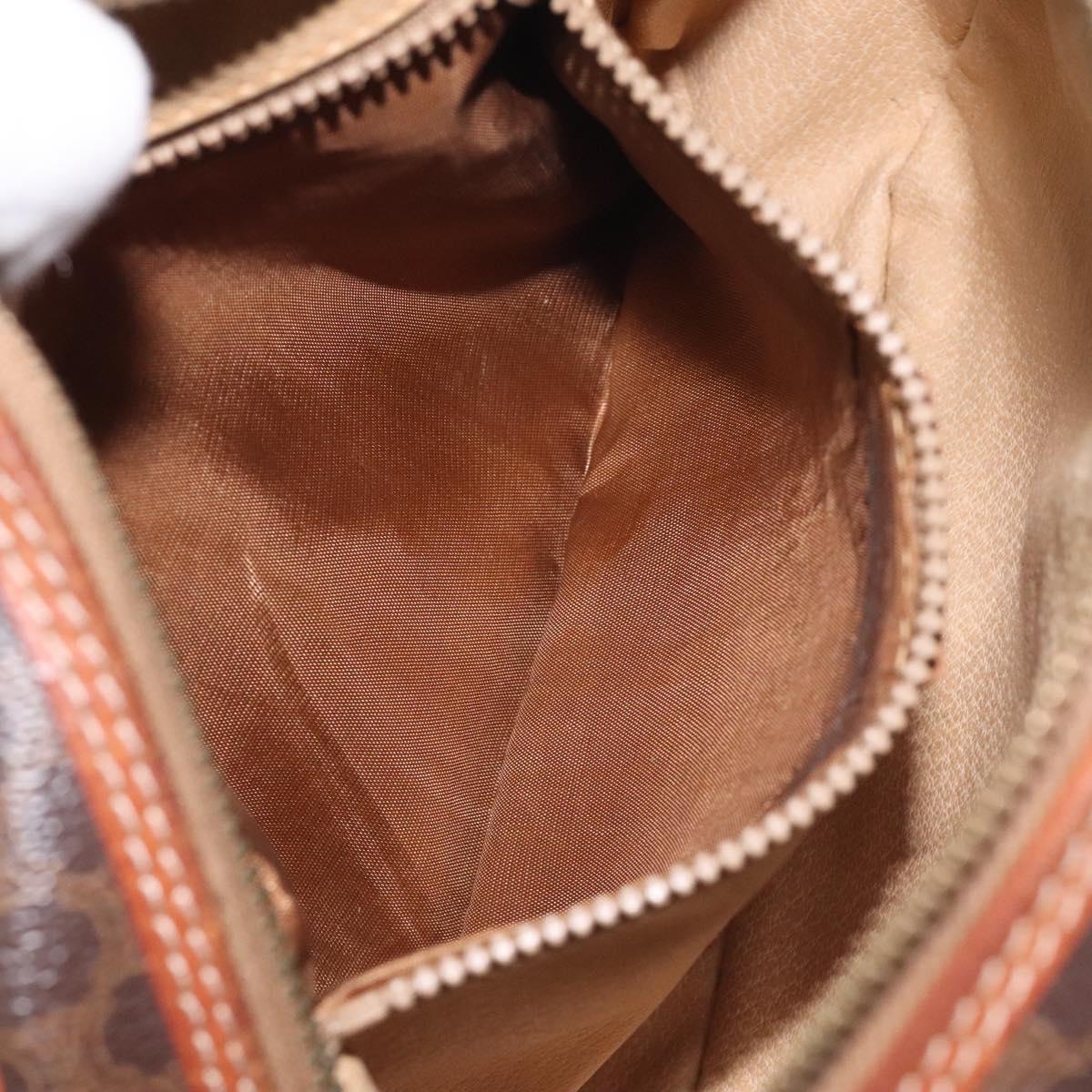 CELINE Macadam Canvas Shoulder Bag PVC Leather Brown Gold Auth 130409