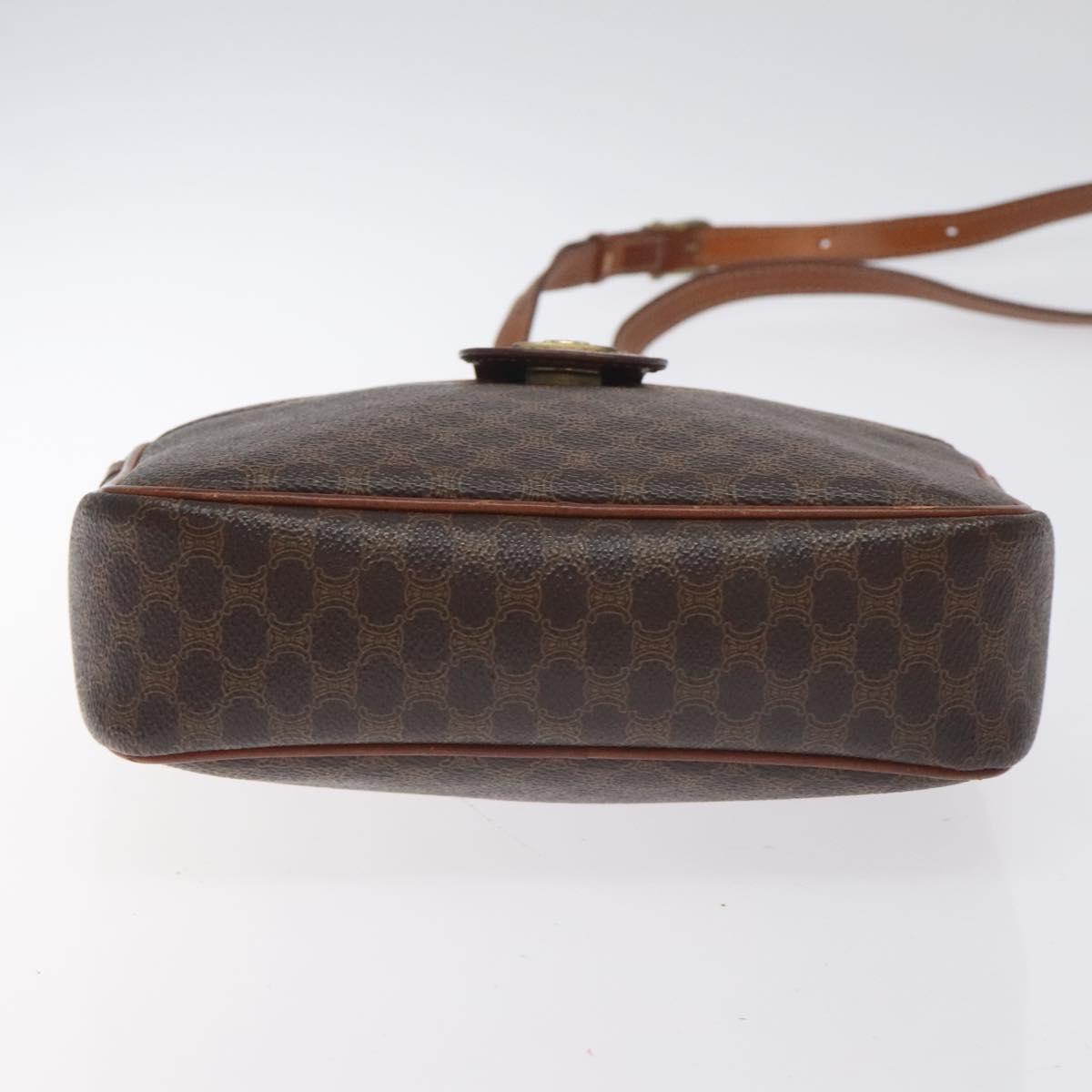 CELINE Macadam Canvas Shoulder Bag PVC Leather Brown Gold Auth 130409