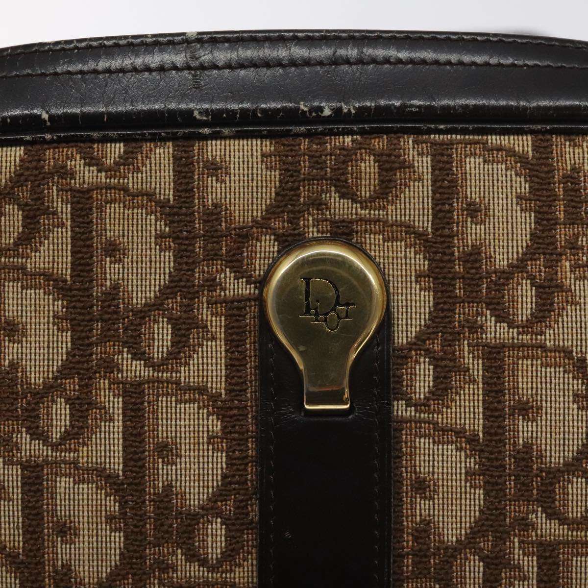 Christian Dior Trotter Canvas Shoulder Bag Brown Gold Auth 130411