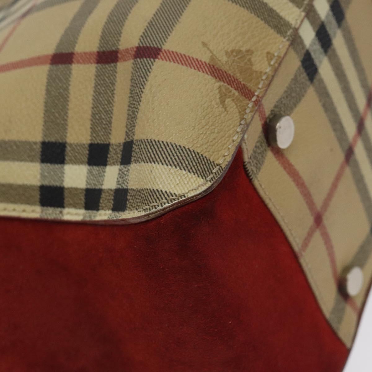 BURBERRY Nova Check Tote Bag PVC Beige Auth 130417
