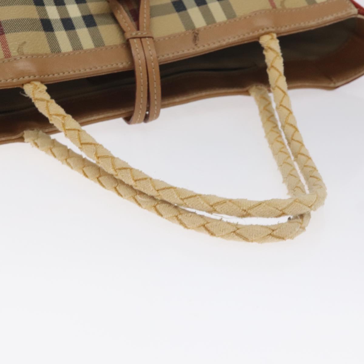 BURBERRY Nova Check Tote Bag PVC Beige Auth 130417