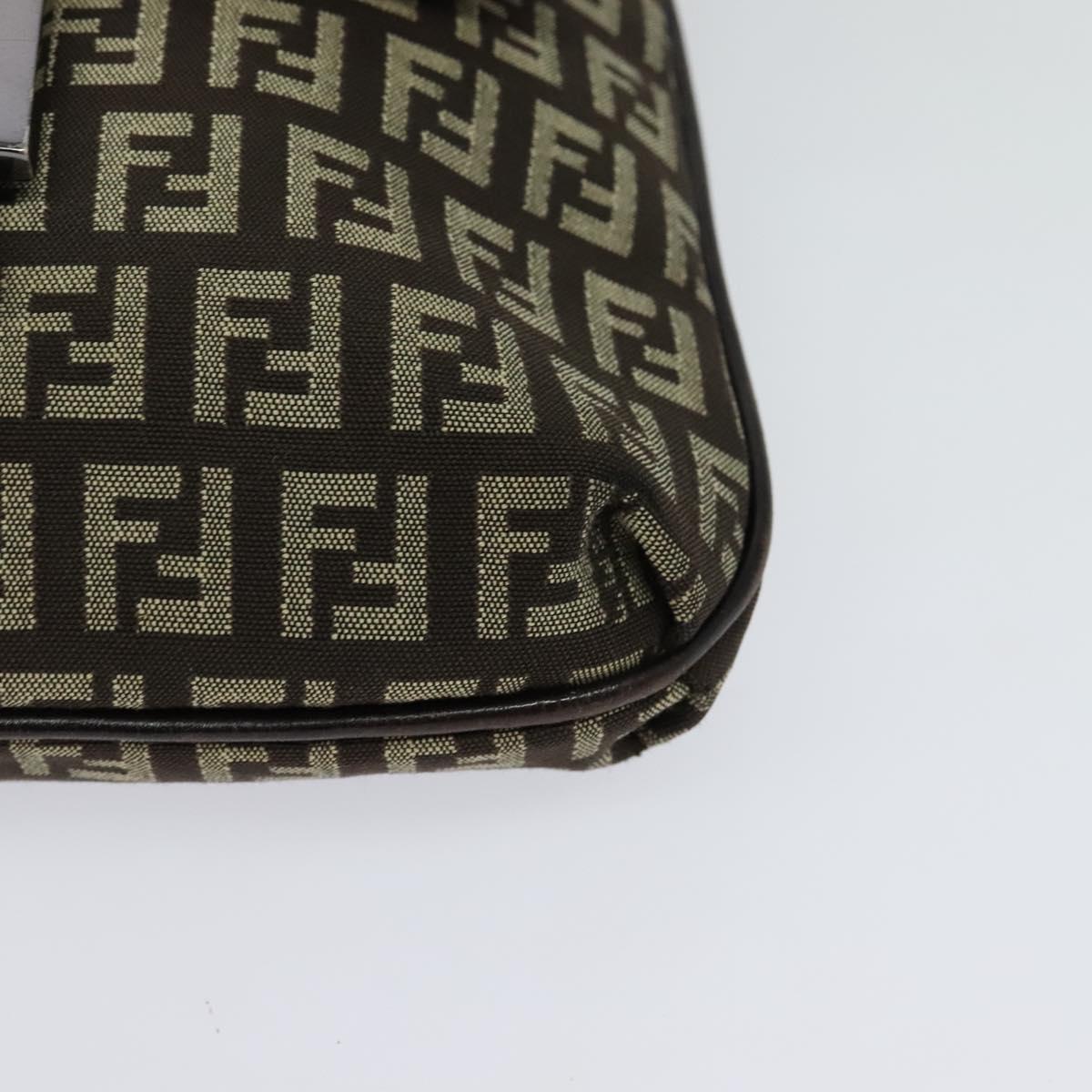 FENDI Zucchino Canvas Mamma Shoulder Bag Brown Auth 130418