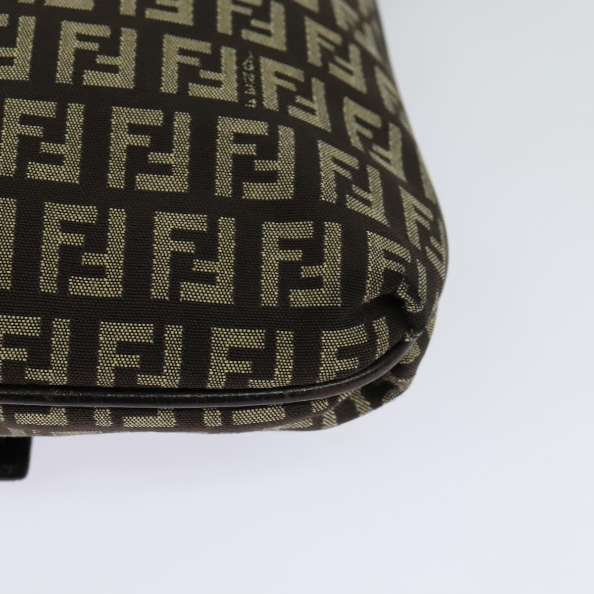 FENDI Zucchino Canvas Mamma Shoulder Bag Brown Auth 130418