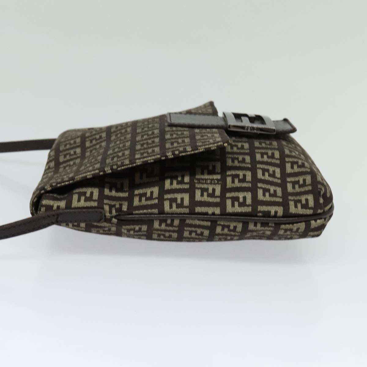 FENDI Zucchino Canvas Mamma Shoulder Bag Brown Auth 130418