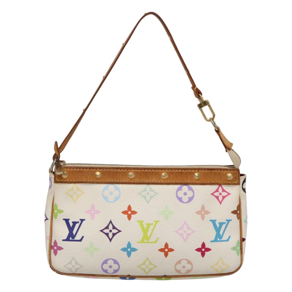 LOUIS VUITTON Multicolor Pochette Accessoires Pouch White M92649 Auth 130463