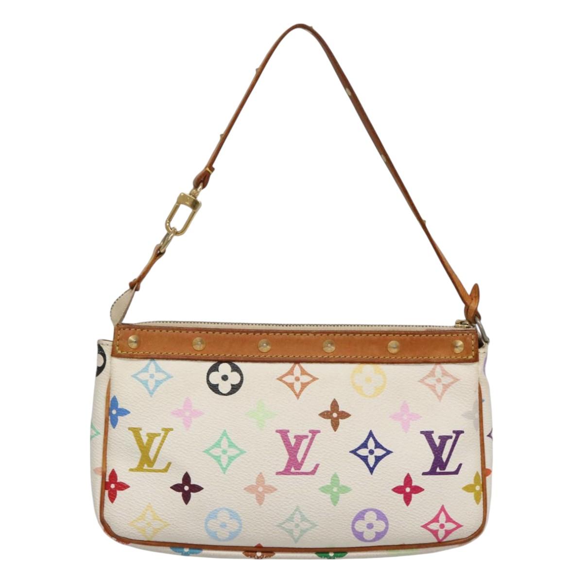 LOUIS VUITTON Multicolor Pochette Accessoires Pouch White M92649 Auth 130463