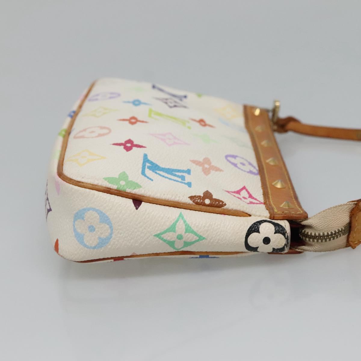 LOUIS VUITTON Multicolor Pochette Accessoires Pouch White M92649 Auth 130463