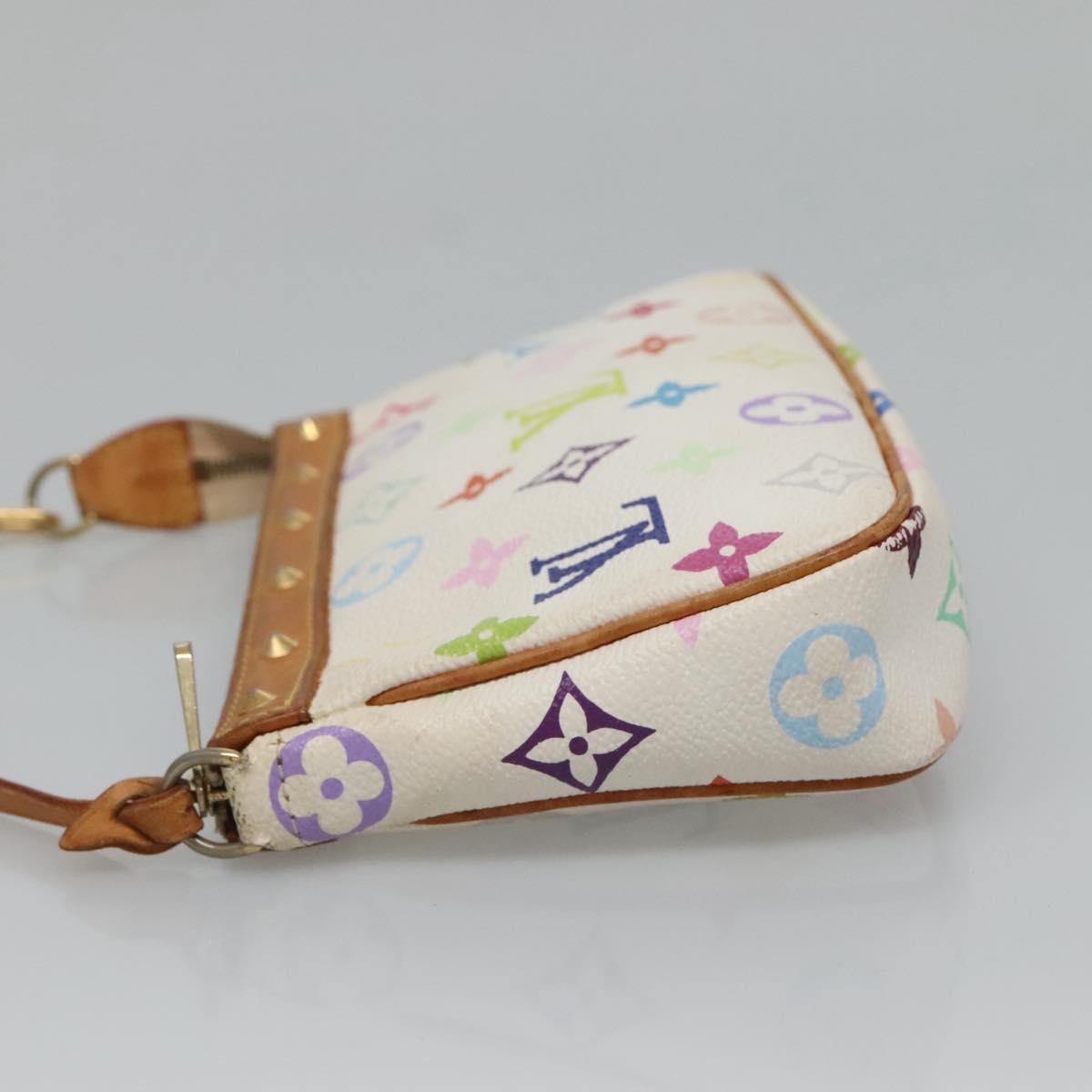 LOUIS VUITTON Multicolor Pochette Accessoires Pouch White M92649 Auth 130463