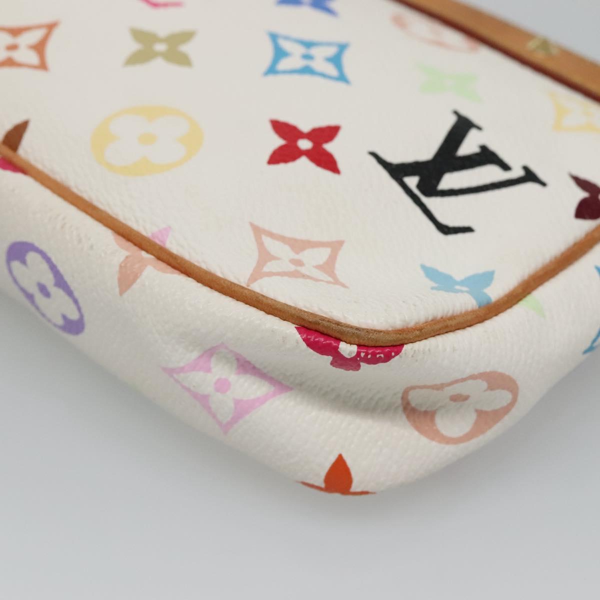 LOUIS VUITTON Multicolor Pochette Accessoires Pouch White M92649 Auth 130464V