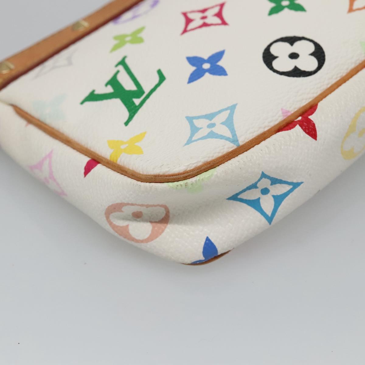 LOUIS VUITTON Multicolor Pochette Accessoires Pouch White M92649 Auth 130464V
