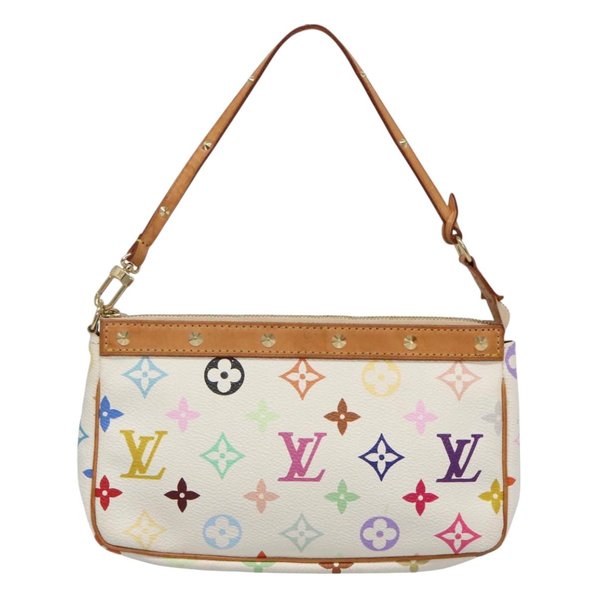 LOUIS VUITTON Multicolor Pochette Accessoires Pouch White M92649 Auth 130464V