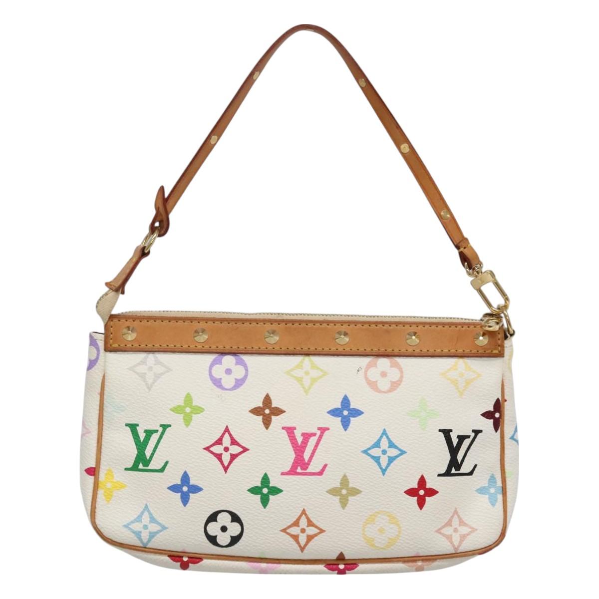 LOUIS VUITTON Multicolor Pochette Accessoires Pouch White M92649 Auth 130464V