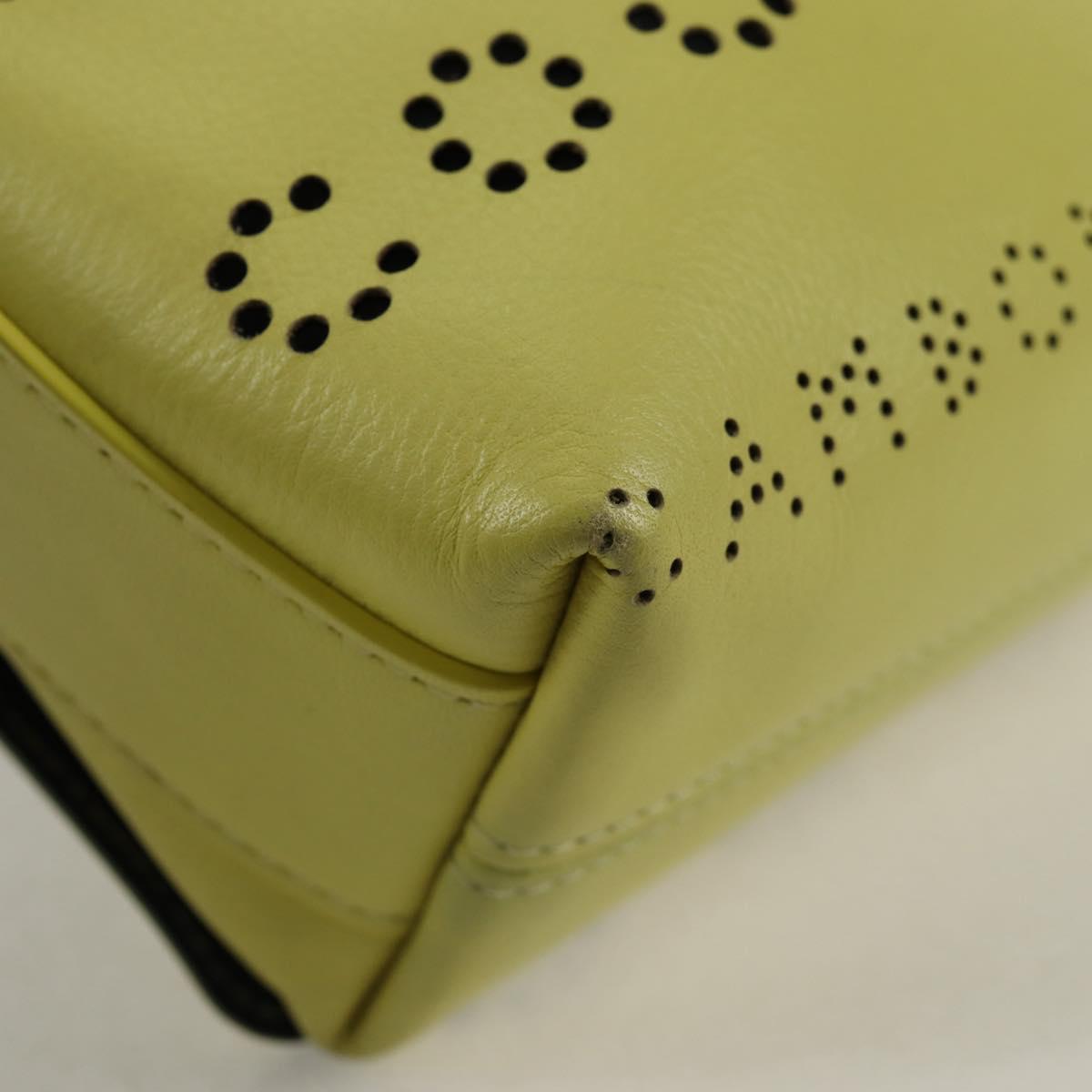 CHANEL Chain Shoulder Bag Leather 2way Yellow CC Auth 130486SM