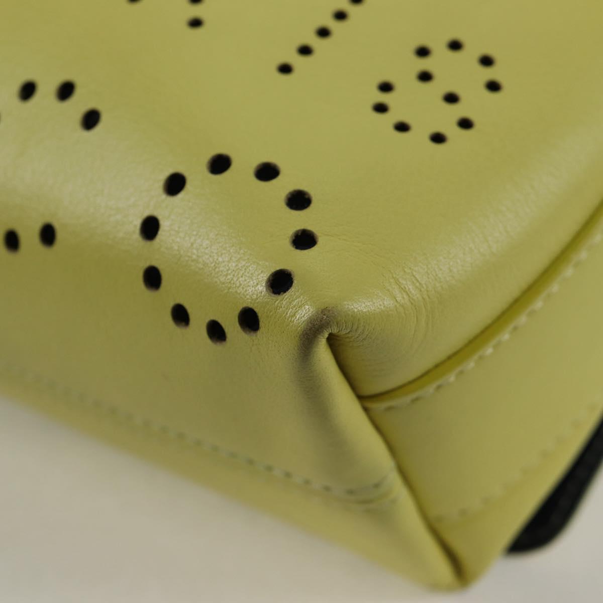 CHANEL Chain Shoulder Bag Leather 2way Yellow CC Auth 130486SM