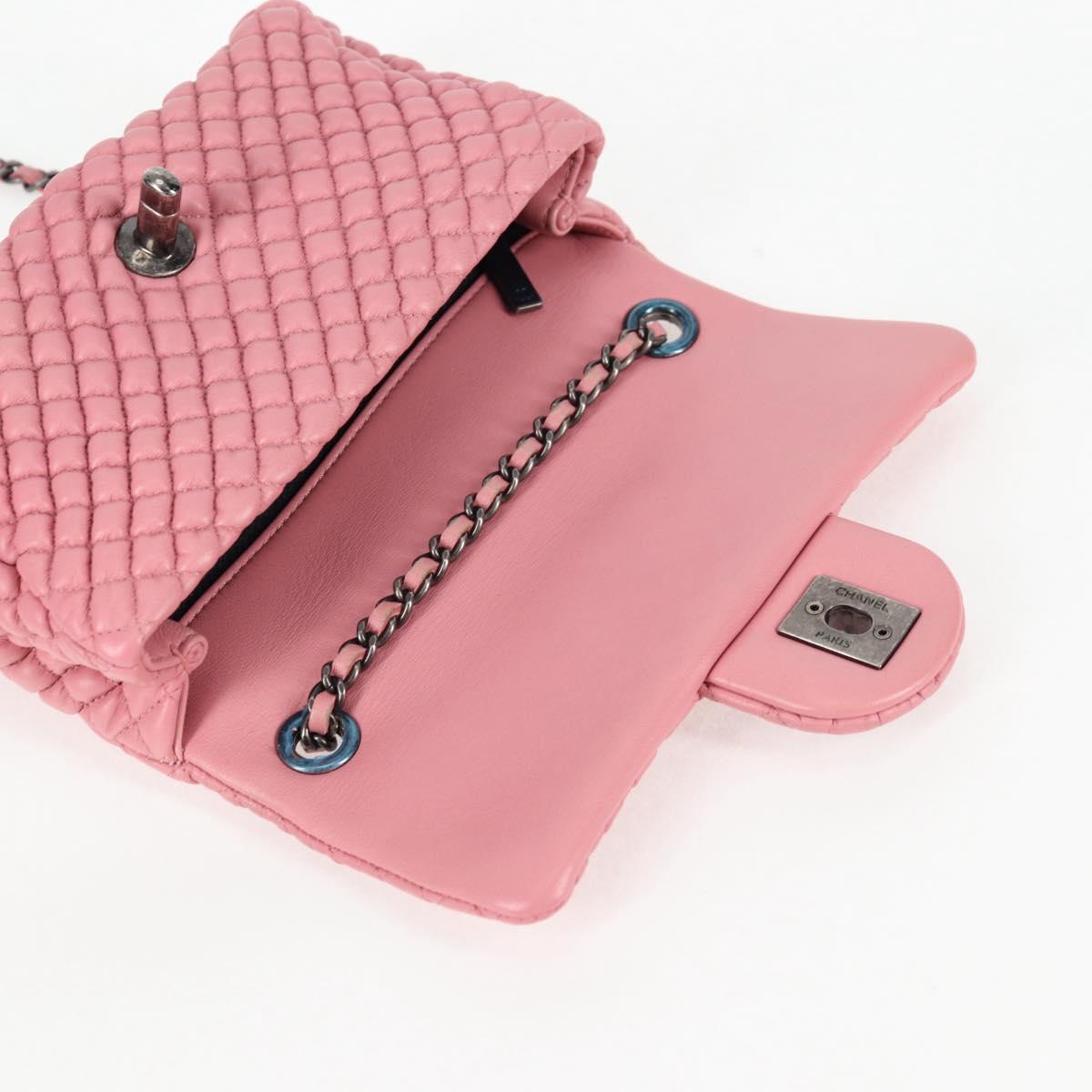 CHANEL Chain Shoulder Bag Leather Pink CC Auth 130490M