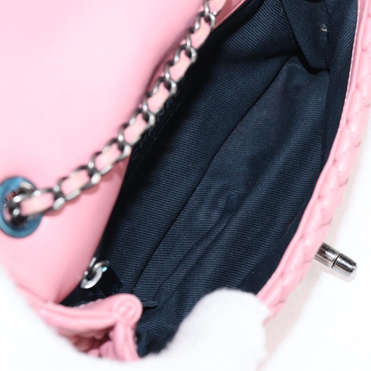 CHANEL Chain Shoulder Bag Leather Pink CC Auth 130490M