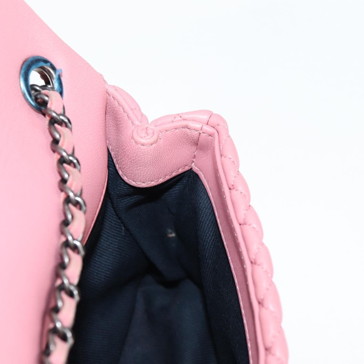 CHANEL Chain Shoulder Bag Leather Pink CC Auth 130490M