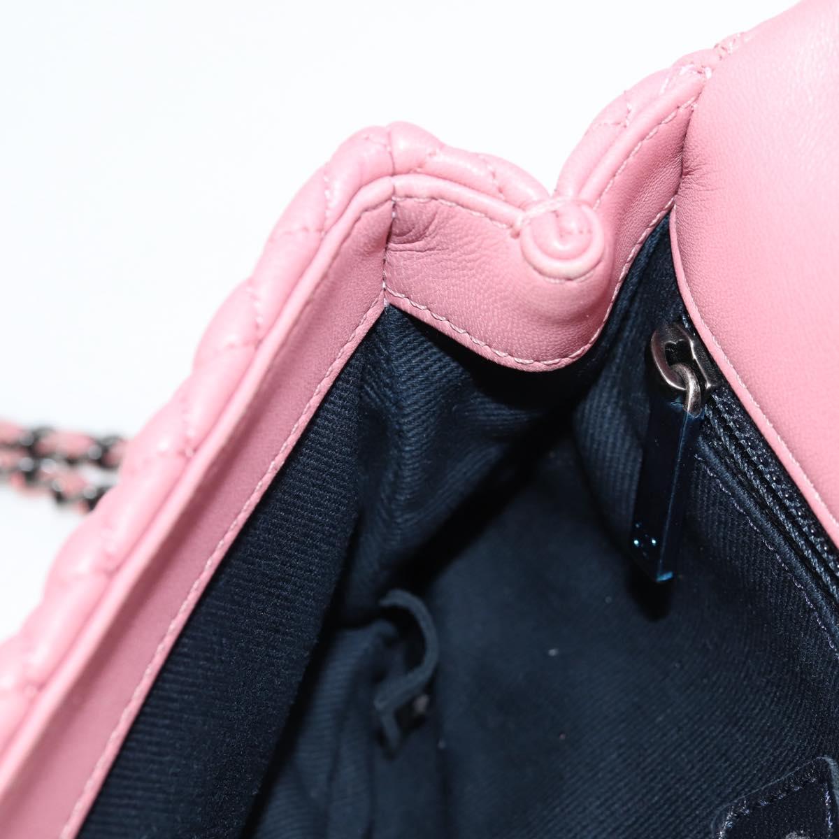 CHANEL Chain Shoulder Bag Leather Pink CC Auth 130490M