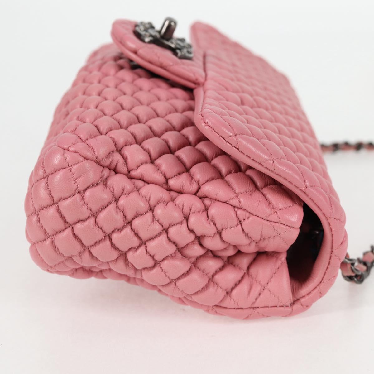 CHANEL Chain Shoulder Bag Leather Pink CC Auth 130490M