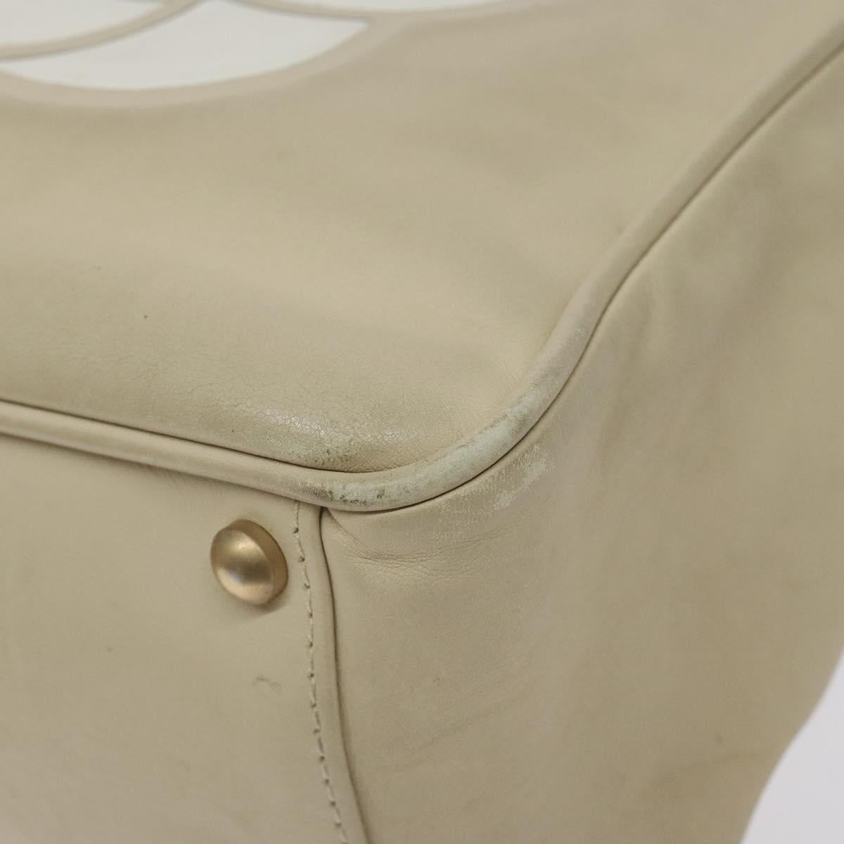 CHANEL Camelia Tote Bag Lamb Skin Beige Gold CC Auth 130497