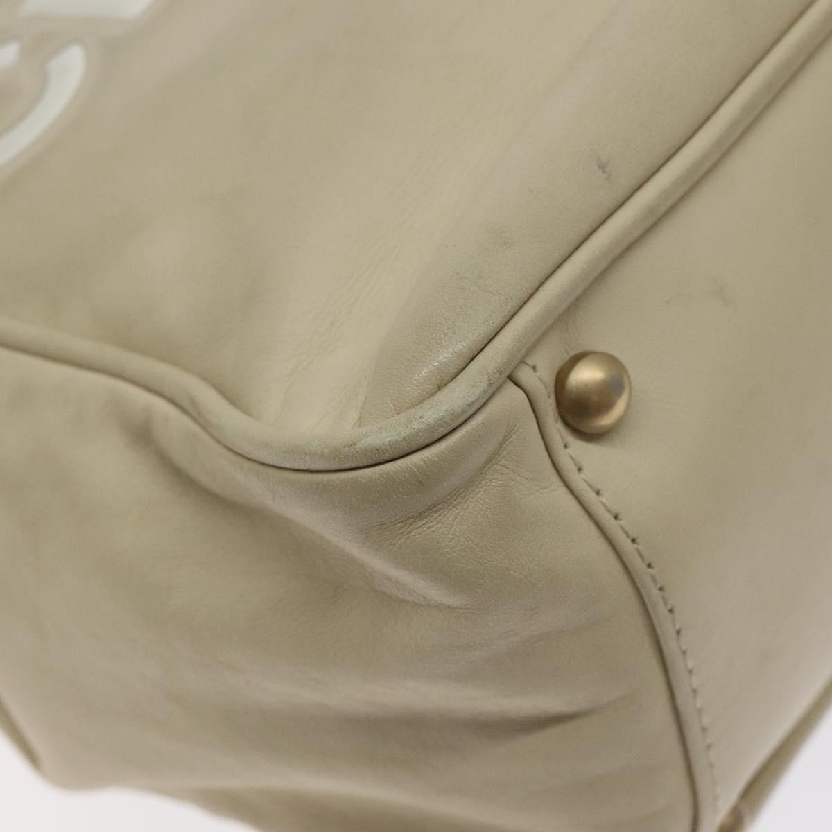 CHANEL Camelia Tote Bag Lamb Skin Beige Gold CC Auth 130497