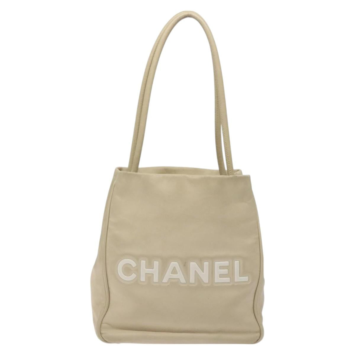 CHANEL Camelia Tote Bag Lamb Skin Beige Gold CC Auth 130497