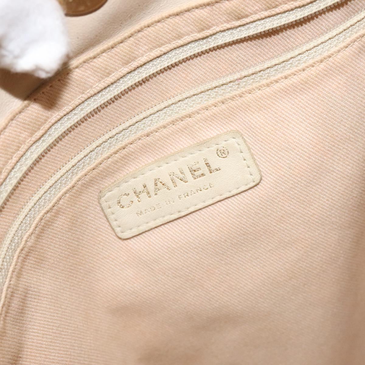 CHANEL Camelia Tote Bag Lamb Skin Beige Gold CC Auth 130498