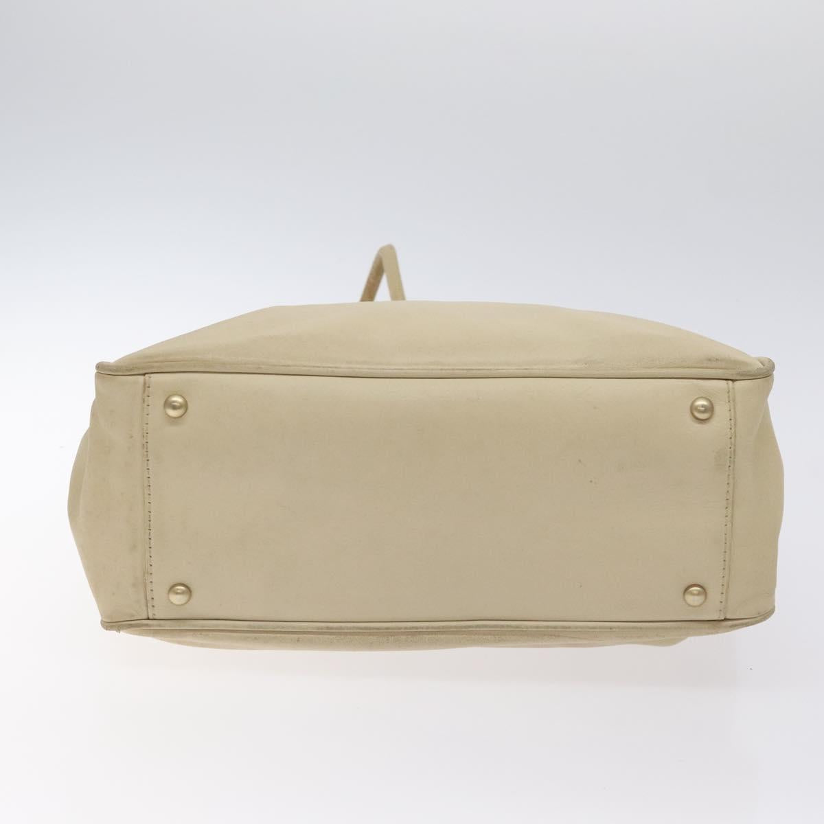 CHANEL Camelia Tote Bag Lamb Skin Beige Gold CC Auth 130498