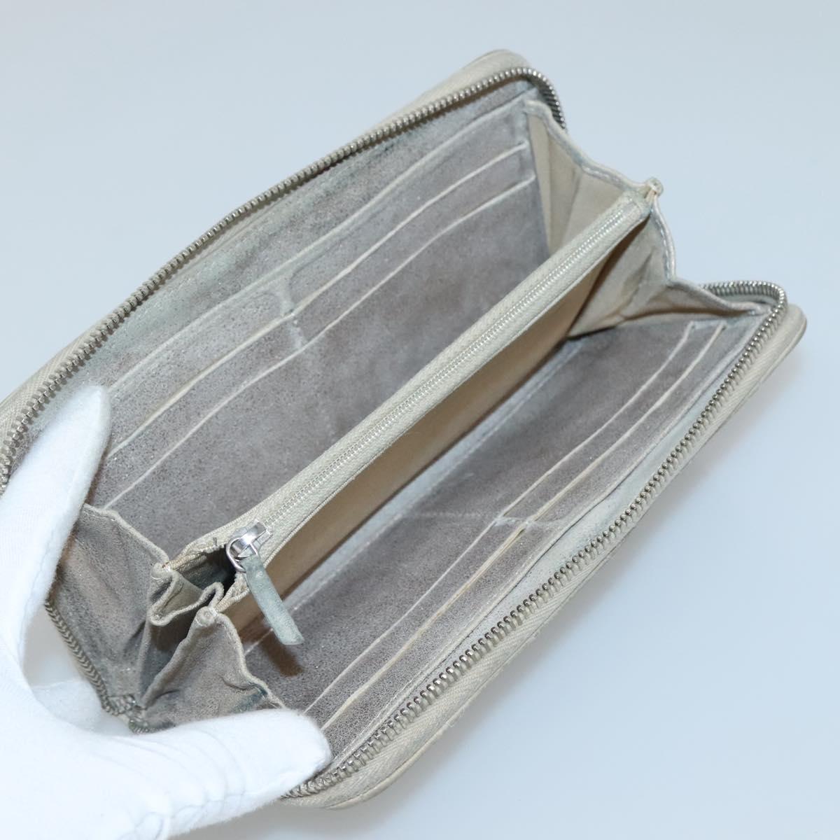 CHANEL Matelasse Long Wallet Suede Beige Silver CC Auth 130516