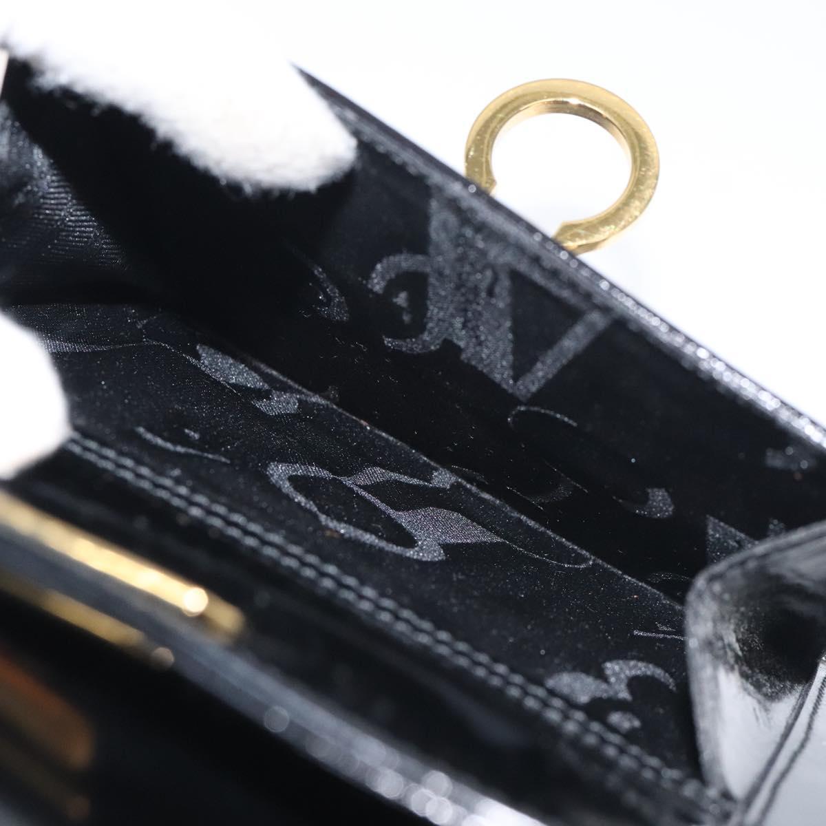 Salvatore Ferragamo Gancini Hand Bag Enamel Black Gold Auth 130619