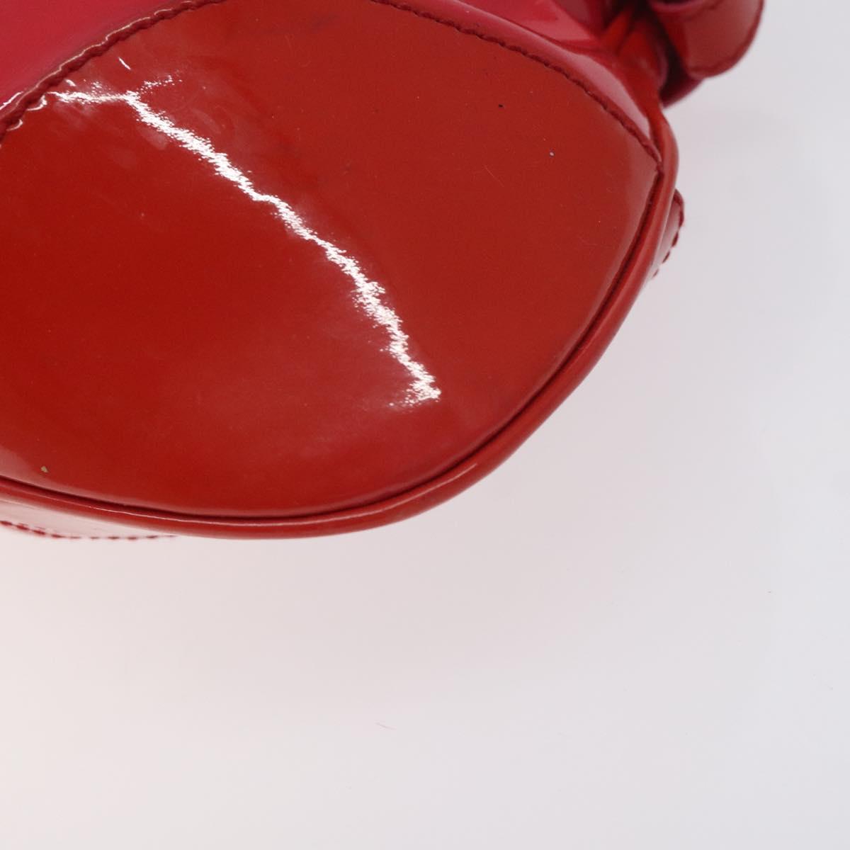 Salvatore Ferragamo Gancini Marissa Hand Bag Enamel Red Silver Auth 130621