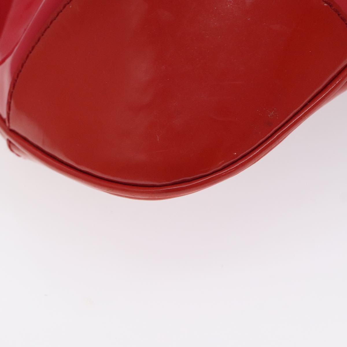 Salvatore Ferragamo Gancini Marissa Hand Bag Enamel Red Silver Auth 130621