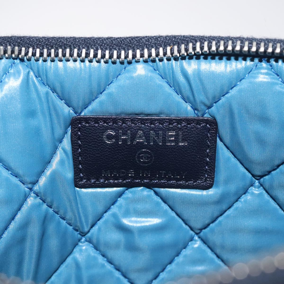 CHANEL Christmas Clutch Bag Nylon Black Silver CC Auth 130636V