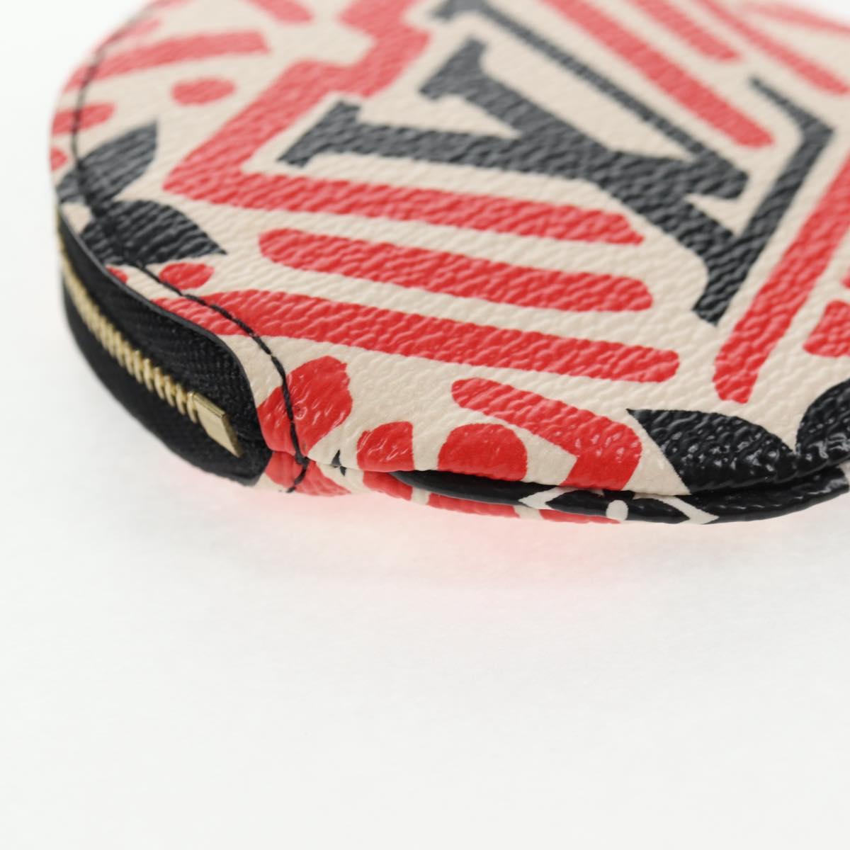 LOUIS VUITTON Monogram Crafty Round Coin Purse Red M69505 LV Auth 130673M