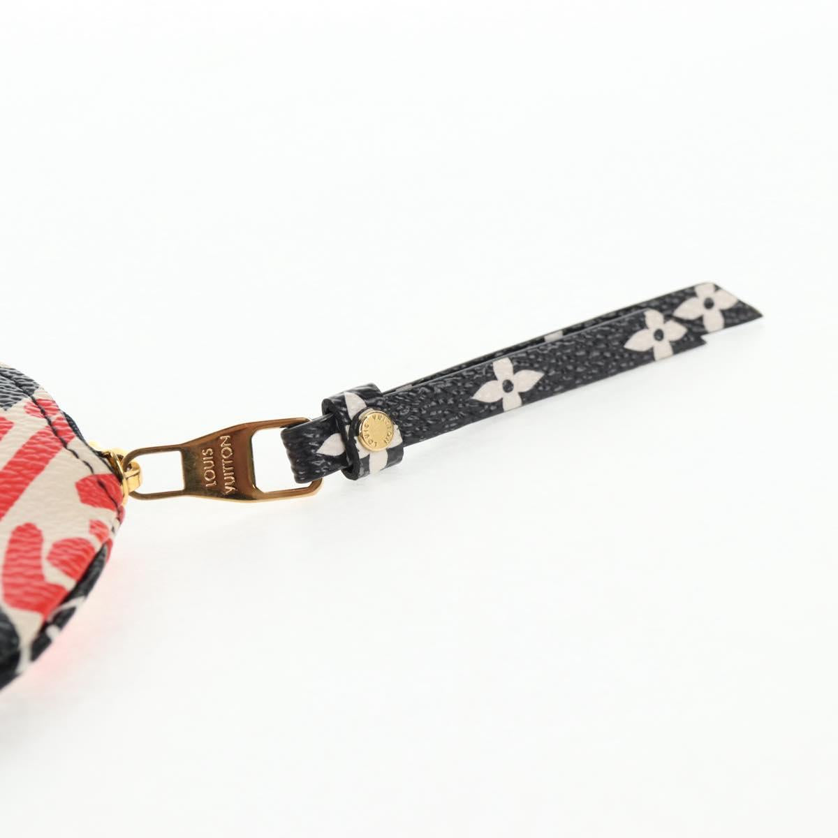 LOUIS VUITTON Monogram Crafty Round Coin Purse Red M69505 LV Auth 130673M