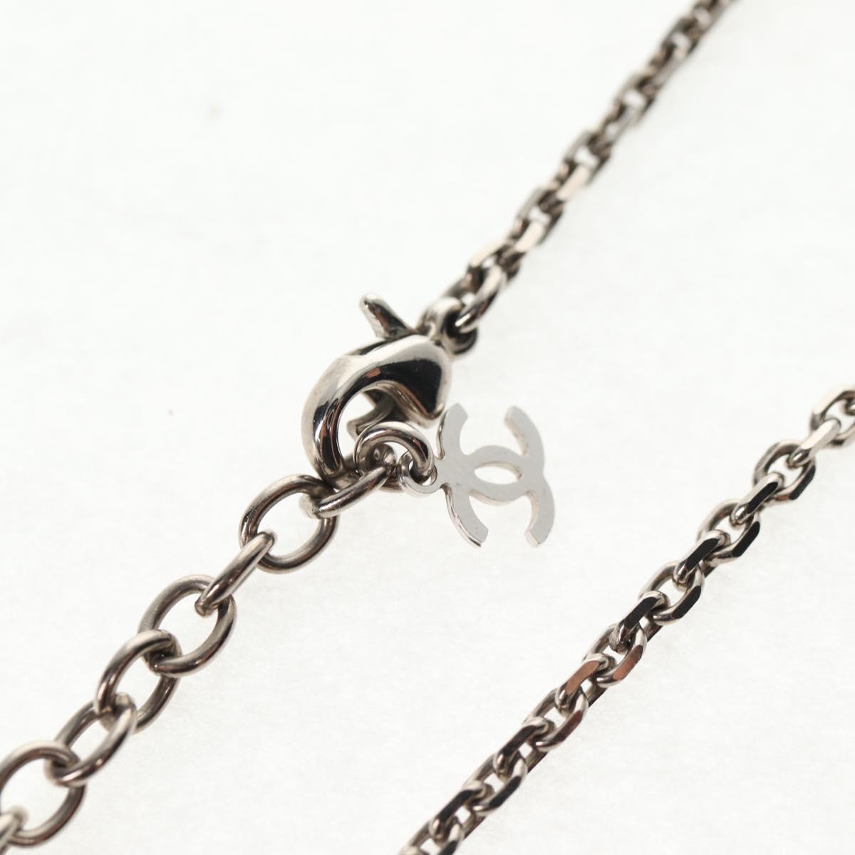 CHANEL Necklace metal Silver CC Auth 130689M