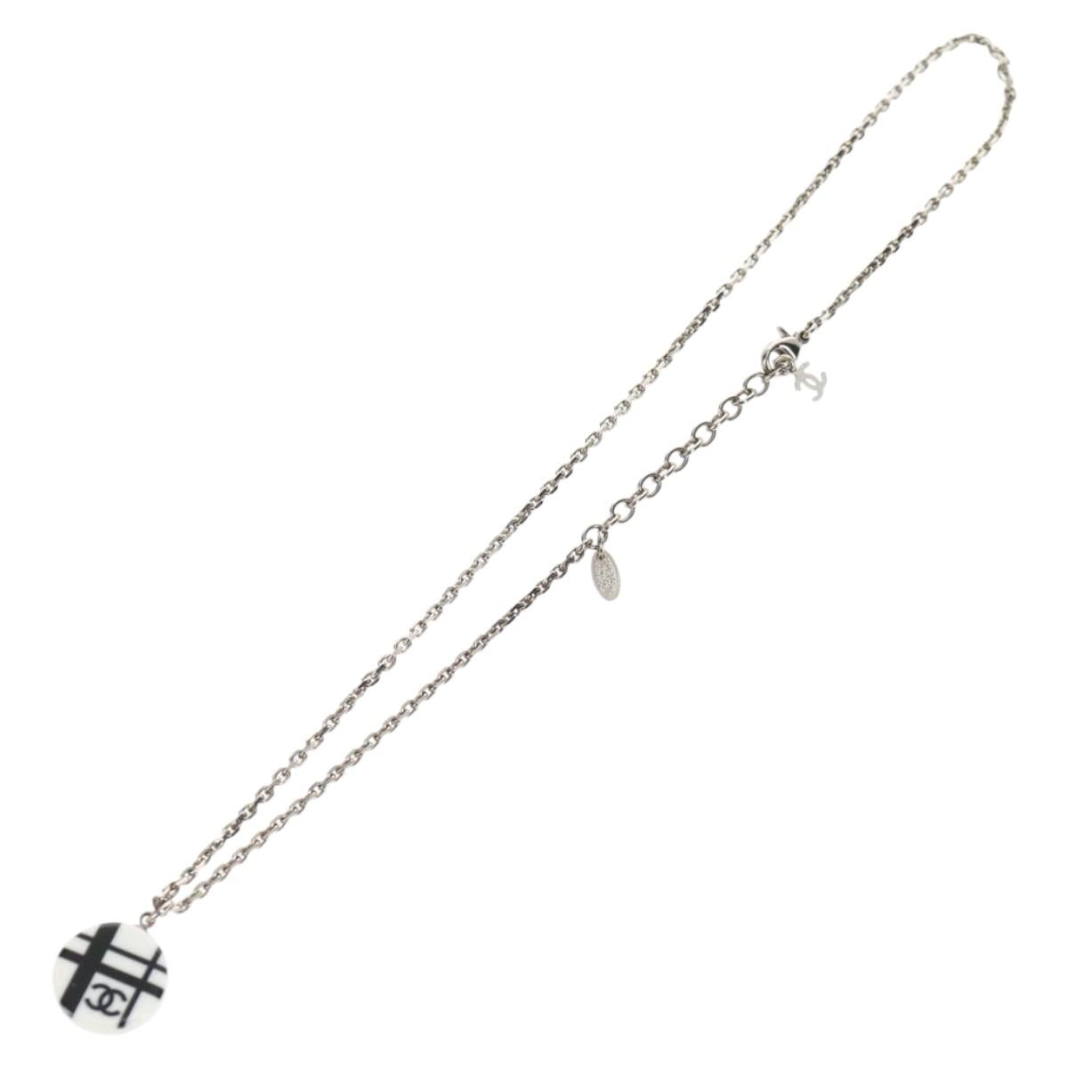 CHANEL Necklace metal Silver CC Auth 130689M