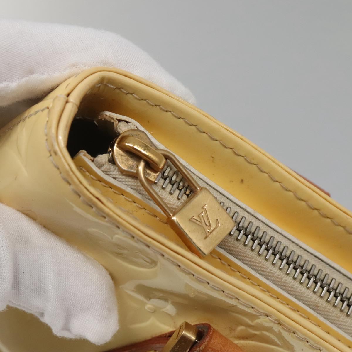 LOUIS VUITTON Monogram Vernis Houston Hand Bag Perle M91342 LV Auth 130722