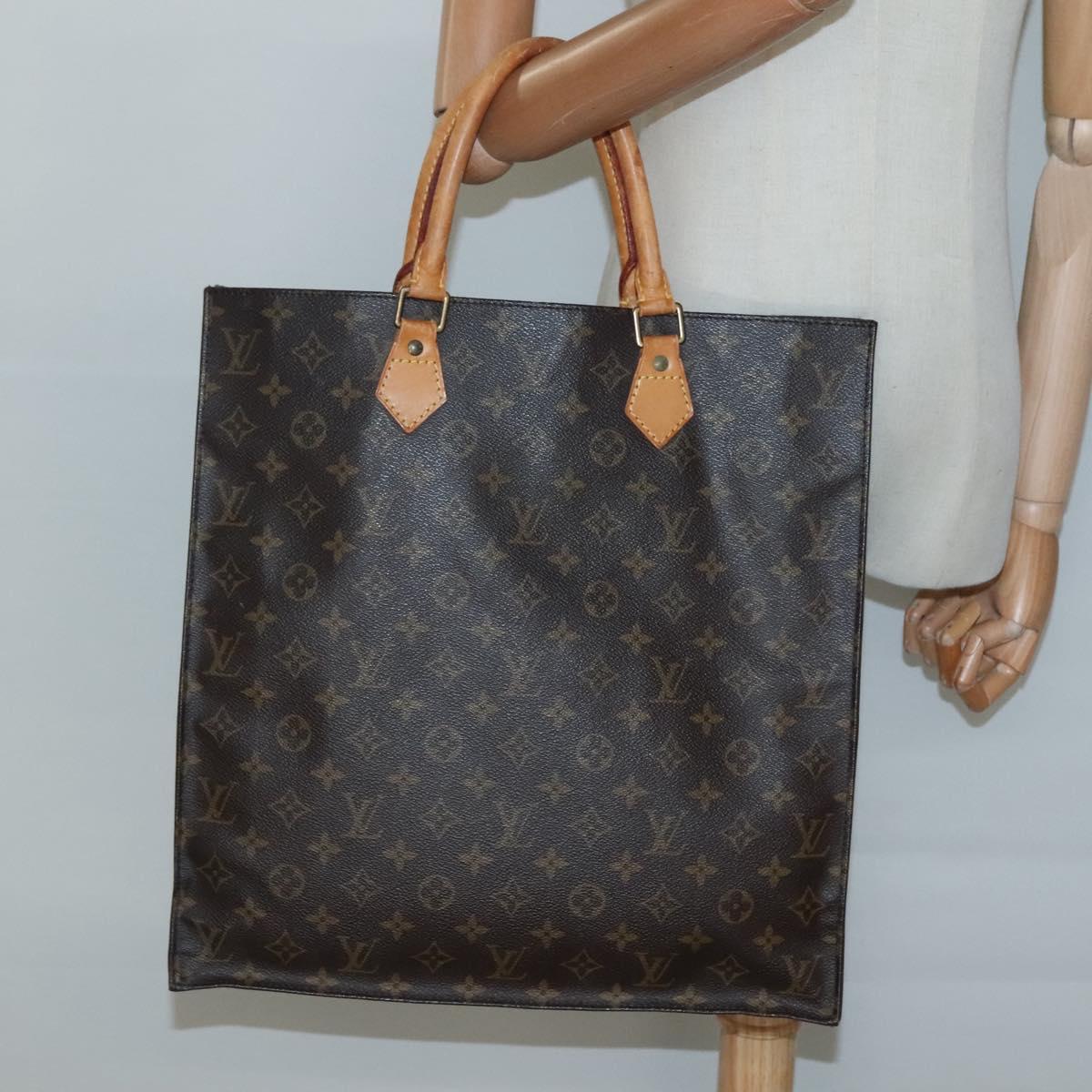 LOUIS VUITTON Monogram Sac Plat Hand Bag M51140 LV Auth 130731