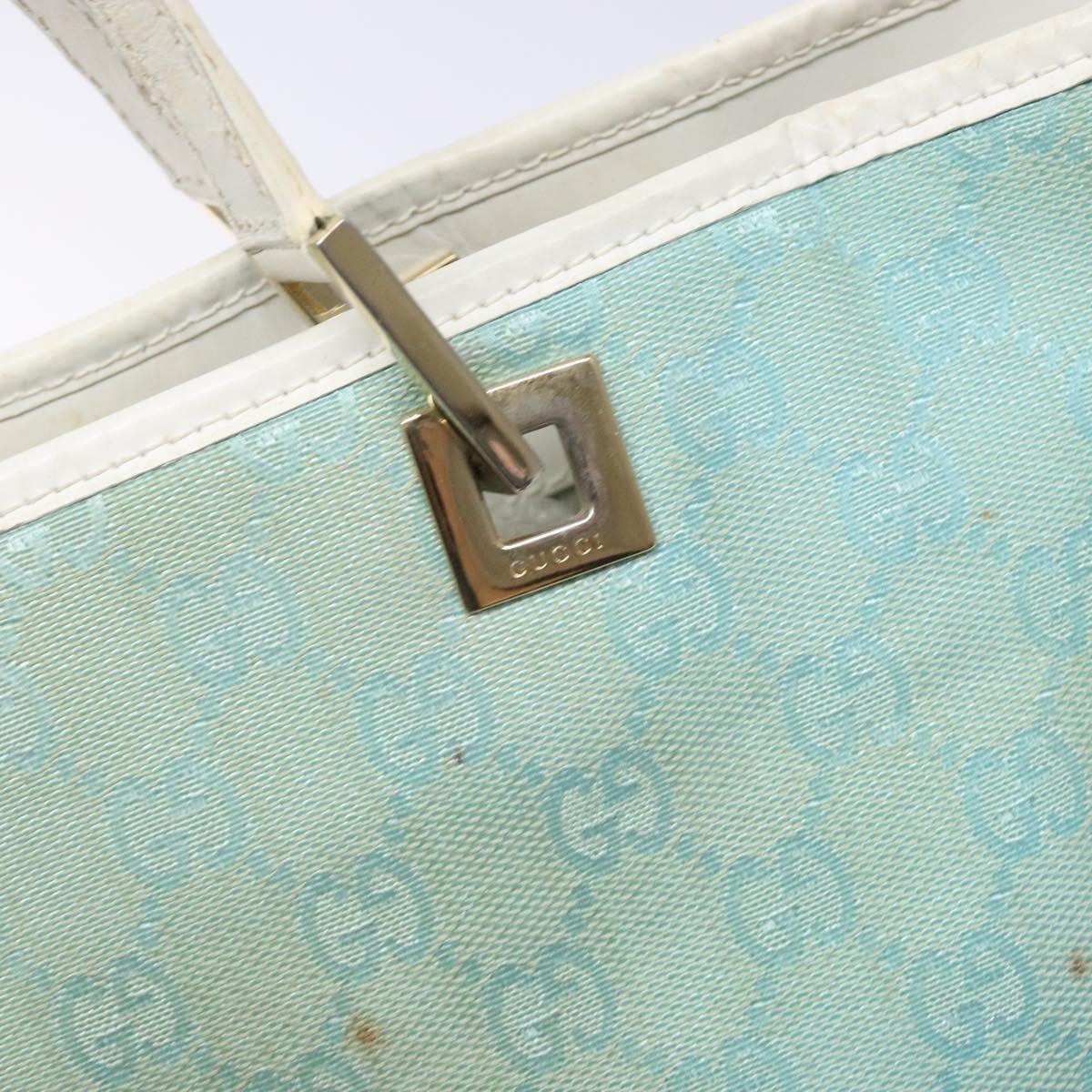GUCCI GG Canvas Tote Bag Turquoise Blue gold 002 1098 Auth 130756