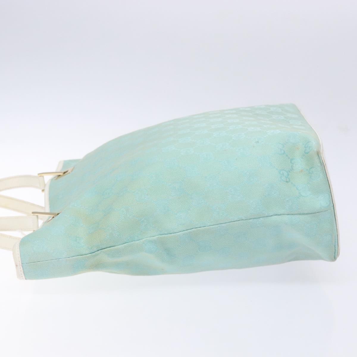 GUCCI GG Canvas Tote Bag Turquoise Blue gold 002 1098 Auth 130756