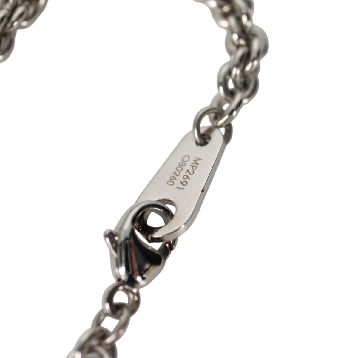 LOUIS VUITTON Colliers Quard LV Strass Necklace metal Silver MP2691 Auth 130779SAM
