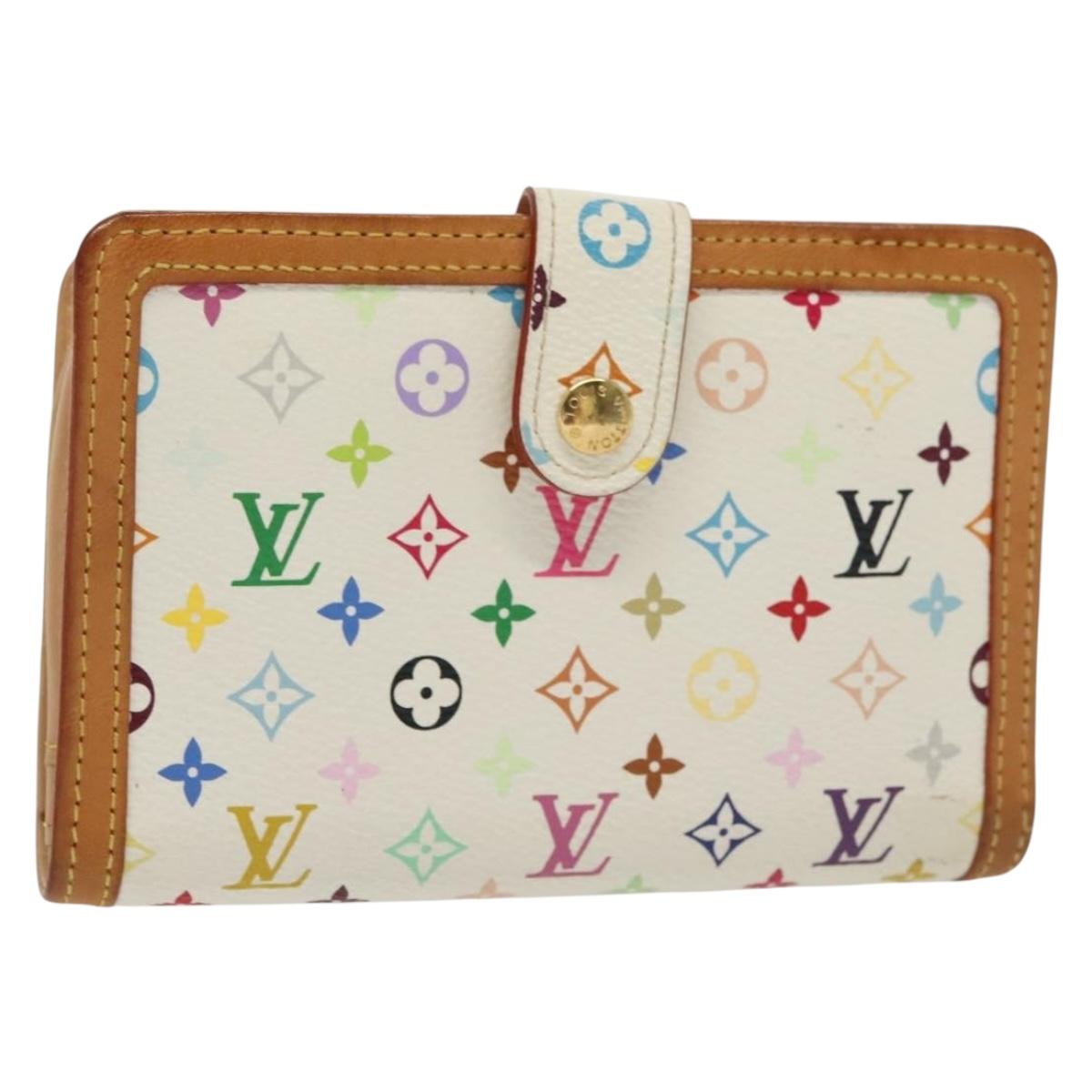 LOUIS VUITTON Multicolor Portefeuille Viennois Wallet White M92987 Auth 130787