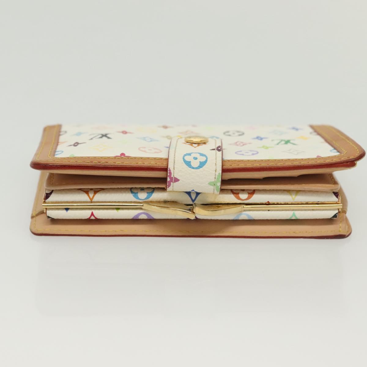 LOUIS VUITTON Multicolor Portefeuille Viennois Wallet White M92987 Auth 130787